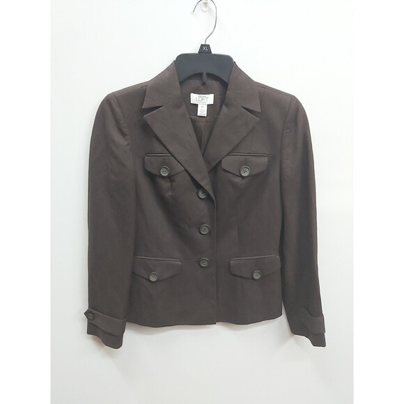 ANN TAYLOR LOFT PETITES Size 0P Jacket Blazer Brown Color - Picture 1 of 12